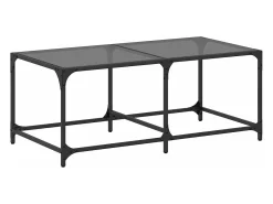 Mesa de centro superficie de vidrio acero negra 98,5x50x40 cm