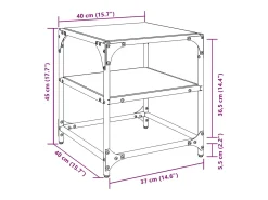 Mesa de centro superficie vidrio transparente acero 40x40x45 cm