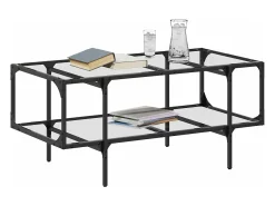 Mesa de centro superficie de vidrio acero 98,5x50x45 cm