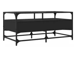 Mesa de centro superficie de vidrio acero negro 98,5x50x45 cm