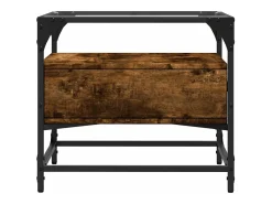 Mesa de centro tapa de vidrio acero roble ahumado 50x50x45 cm