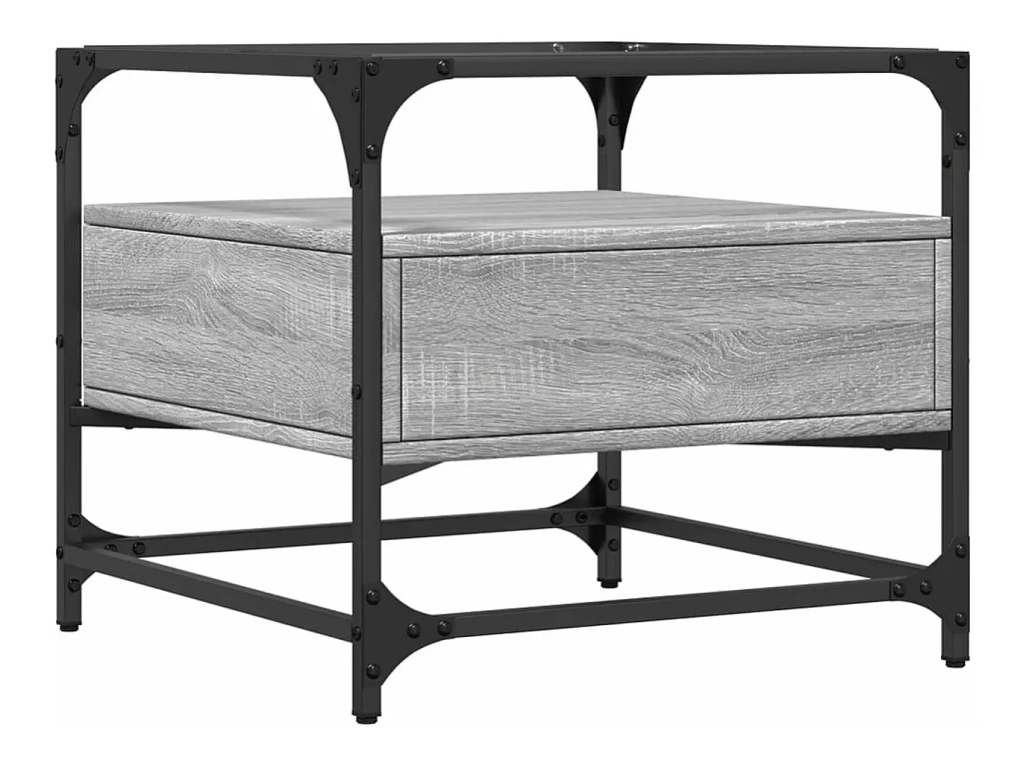 Mesa de centro tapa de vidrio acero gris Sonoma 50x50x45 cm