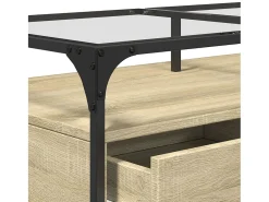 Mesa de centro tapa de vidrio acero roble Sonoma 98,5x50x45 cm