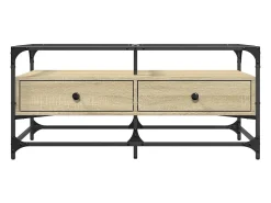 Mesa de centro tapa de vidrio acero roble Sonoma 98,5x50x45 cm