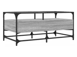 Mesa de centro tapa de vidrio acero gris Sonoma 98,5x50x45 cm