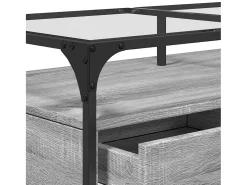 Mesa de centro tapa de vidrio acero gris Sonoma 98,5x50x45 cm