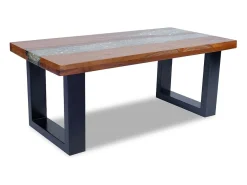 Mesa de centro teca y resina 100x50 cm