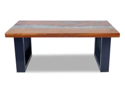 Mesa de centro teca y resina 100x50 cm