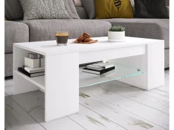 Mesa de centro Tunas 1 estante color blanco.