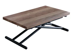 Mesa de centro Up & Down elevable y extensible 4 posiciones nogal/negro 49-76x100x50 cm Adec