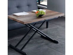Mesa de centro Up & Down elevable y extensible 4 posiciones nogal/negro 49-76x100x50 cm Adec