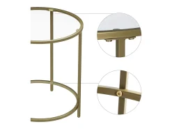 Mesa de centro Valora de cristal con tapa de cristal y hierro dorado para sala de estar