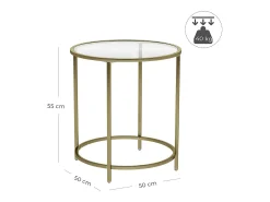 Mesa de centro Valora de cristal con tapa de cristal y hierro dorado para sala de estar