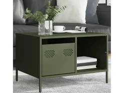 Mesa de centro verde oliva 68,5x50x43,5 cm acero laminado en frío