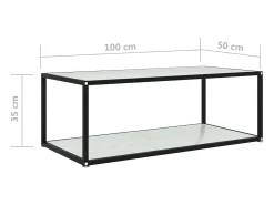Mesa de centro vidrio templado blanco 100x50x35 cm