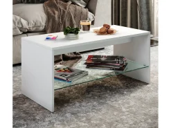 Mesa de centro Wisal 1 estante color blanco.
