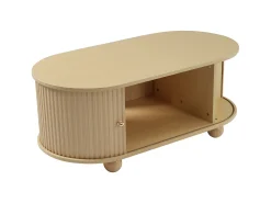 Mesa de centro 100x50x40 cm - con almacenamiento - con puertas correderas - natural