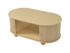 Mesa de centro 100x50x40 cm - con almacenamiento - con puertas correderas - natural