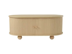 Mesa de centro 100x50x40 cm - con almacenamiento - con puertas correderas - natural