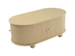 Mesa de centro 100x50x40 cm - con almacenamiento - con puertas correderas - natural