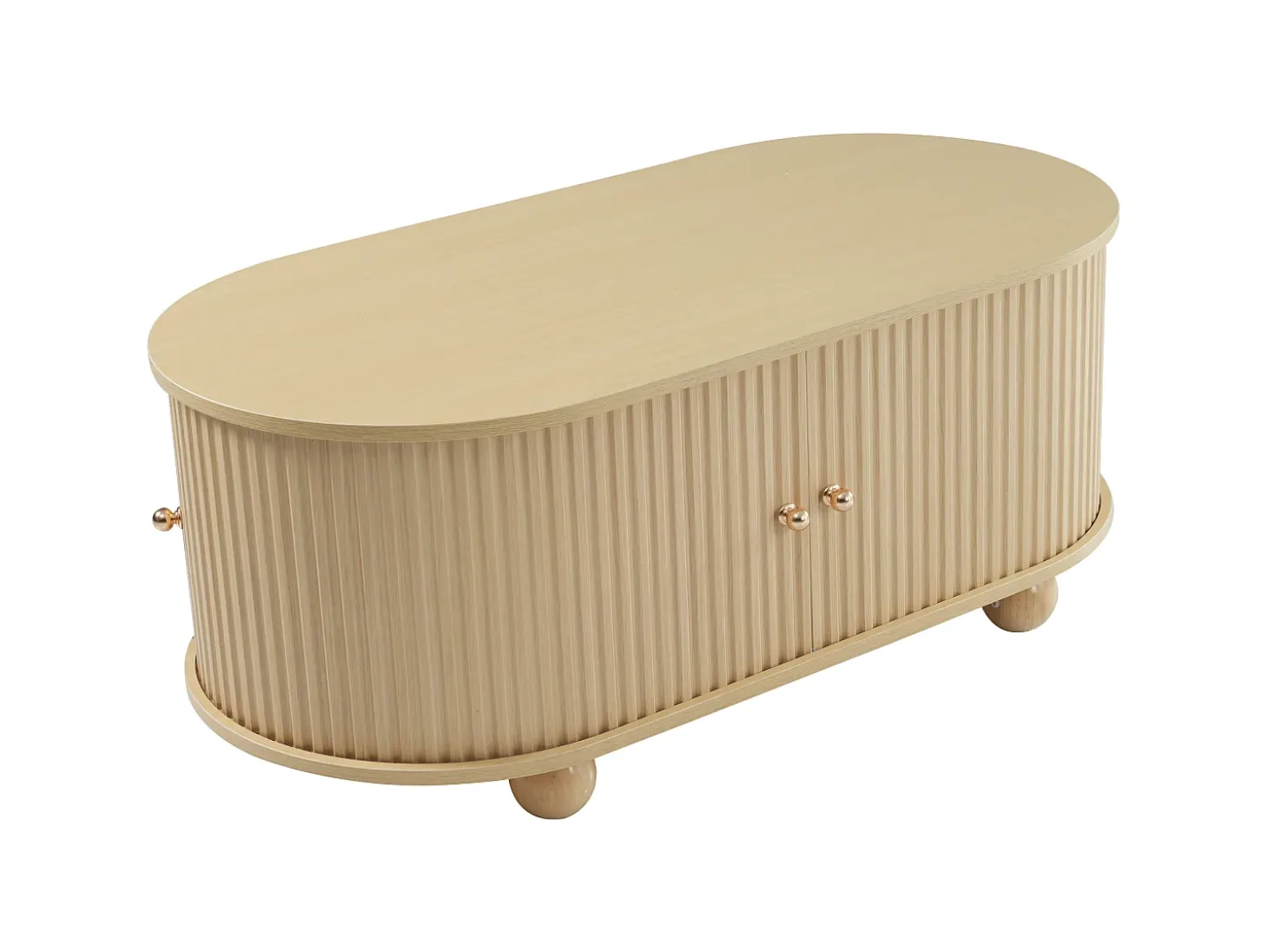 Mesa de centro 100x50x40 cm - con almacenamiento - con puertas correderas - natural