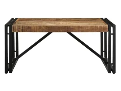 Mesa de centro 80x80x35 cm madera maciza de mango rugosa