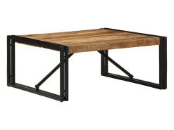 Mesa de centro 80x80x35 cm madera maciza de mango rugosa
