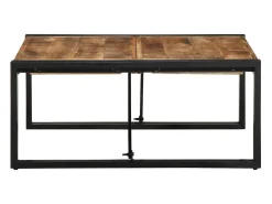 Mesa de centro 80x80x35 cm madera maciza de mango rugosa