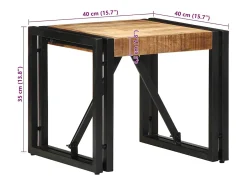 Mesa de centro 40x40x35 cm madera maciza de mango rugoso