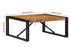 Mesa de centro 80x80x35 cm madera maciza acacia