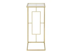 Mesa de centro y lateral rectangular de metal dorado y vidrio London