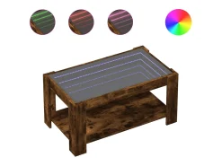 Mesa de centro y LED madera ingeniería roble ahumado 93x53x45cm