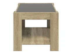 Mesa de centro y LED madera ingeniería roble Sonoma 73x53x45 cm