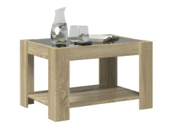 Mesa de centro y LED madera ingeniería roble Sonoma 73x53x45 cm