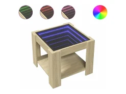 Mesa de centro y LED madera ingeniería roble Sonoma 53x53x45 cm