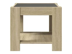 Mesa de centro y LED madera ingeniería roble Sonoma 53x53x45 cm