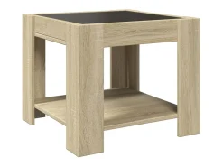 Mesa de centro y LED madera ingeniería roble Sonoma 53x53x45 cm