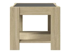 Mesa de centro y LED madera ingeniería roble Sonoma 53x53x45 cm