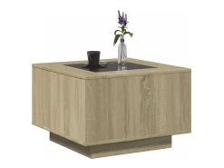 Mesa de centro y LED madera ingeniería roble Sonoma 60x60x40 cm
