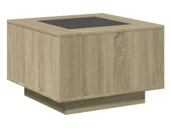 Mesa de centro y LED madera ingeniería roble Sonoma 60x60x40 cm