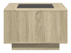 Mesa de centro y LED madera ingeniería roble Sonoma 60x60x40 cm