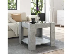 Mesa de centro y LED madera ingeniería gris hormigón 53x53x45cm