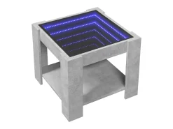 Mesa de centro y LED madera ingeniería gris hormigón 53x53x45cm