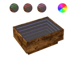 Mesa de centro y LED madera ingeniería roble ahumado 70x50x30cm