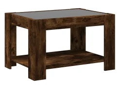 Mesa de centro y LED madera ingeniería roble ahumado 73x53x45cm