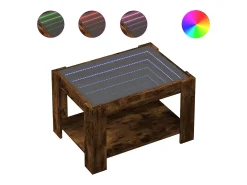Mesa de centro y LED madera ingeniería roble ahumado 73x53x45cm