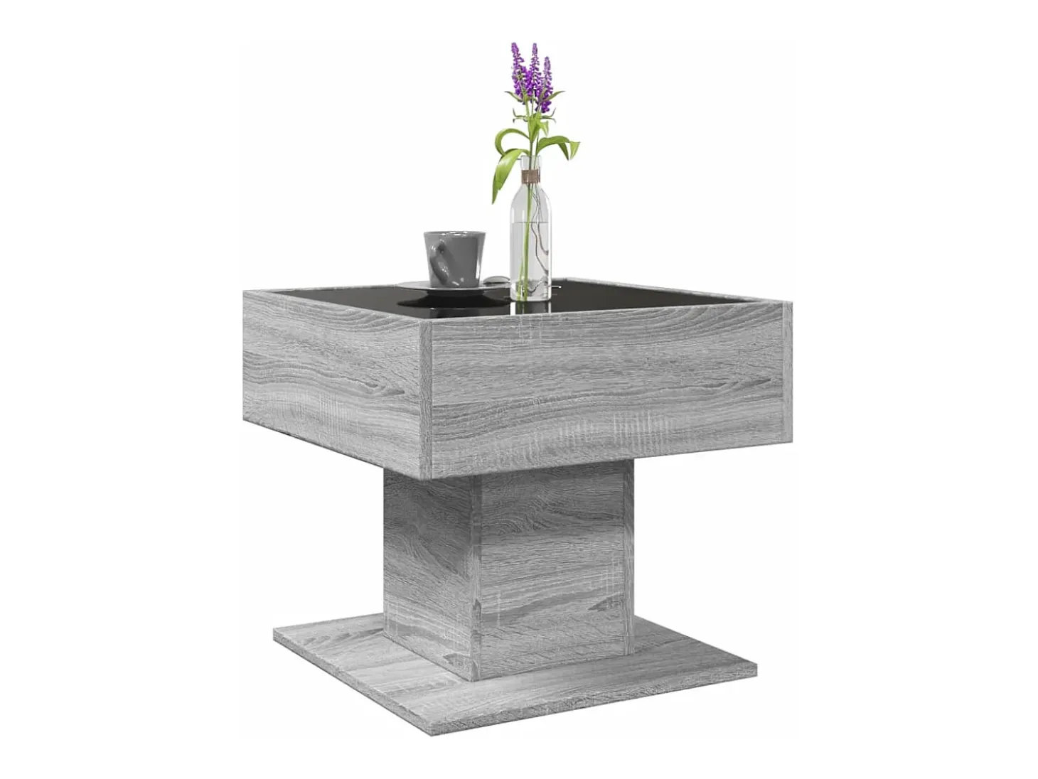 Mesa de centro y LED madera ingeniería gris Sonoma 50x50x45 cm