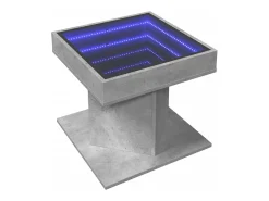 Mesa de centro y LED madera ingeniería gris hormigón 50x50x45cm