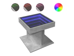 Mesa de centro y LED madera ingeniería gris hormigón 50x50x45cm