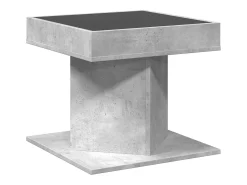 Mesa de centro y LED madera ingeniería gris hormigón 50x50x45cm